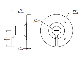 Black Universal Shower Valve Trim L640