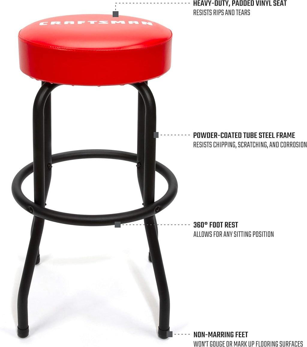 Adjustable Height Work Shop Stool with Padded Vinyl Seat P77149