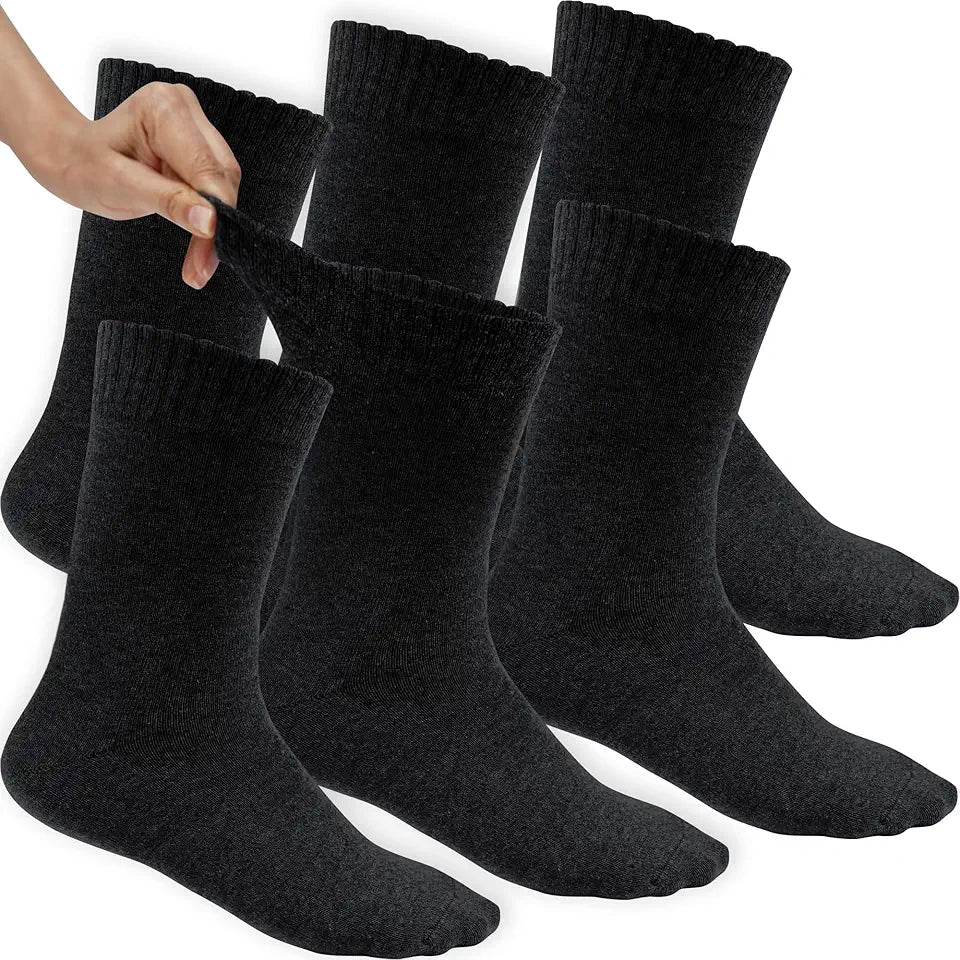 Cotton Diabetic Socks Size 13-15 6 Pair Non Binding Seamless Loose Fit Y8515