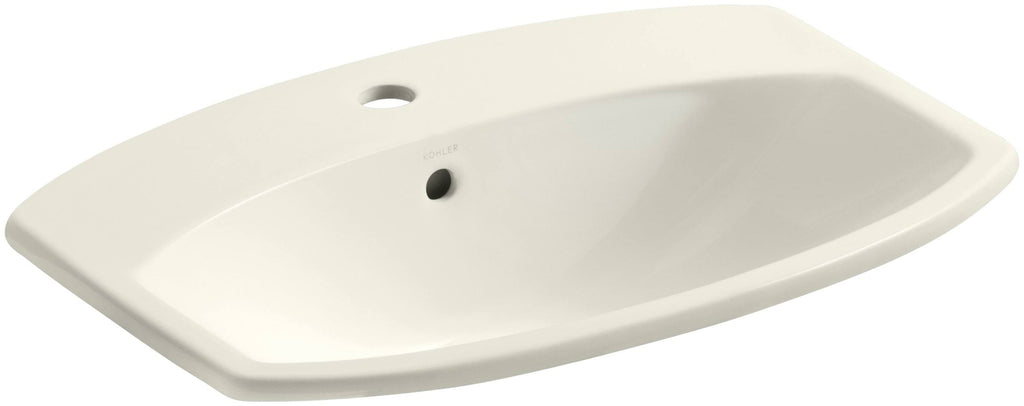 Biscuit Drop-In Bathroom Sink with Single Faucet Hole D123