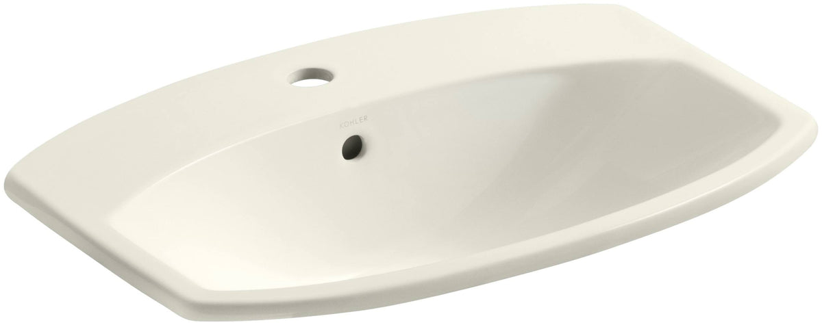 Biscuit Drop-In Bathroom Sink with Single Faucet Hole D123