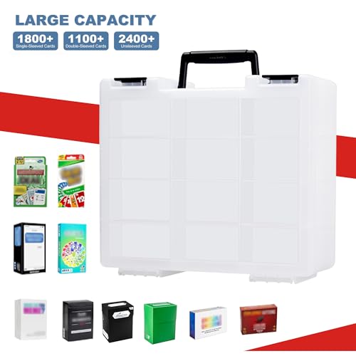 Clear Trading Card Storage Box for 3200+ Double Sided Card Deck Case N945255