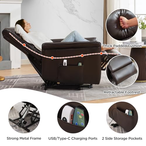 Beige Power Lift Recliner with Vibration and Lumbar Heat I6000