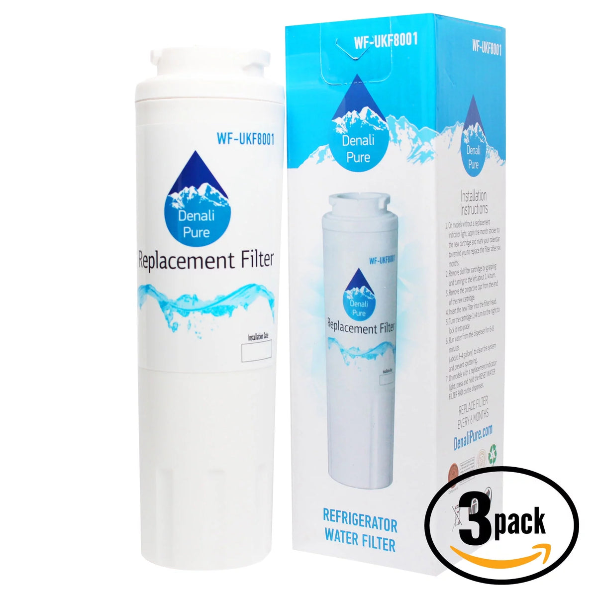 3-Pack Refrigerator Water Filter Cartridge A5801