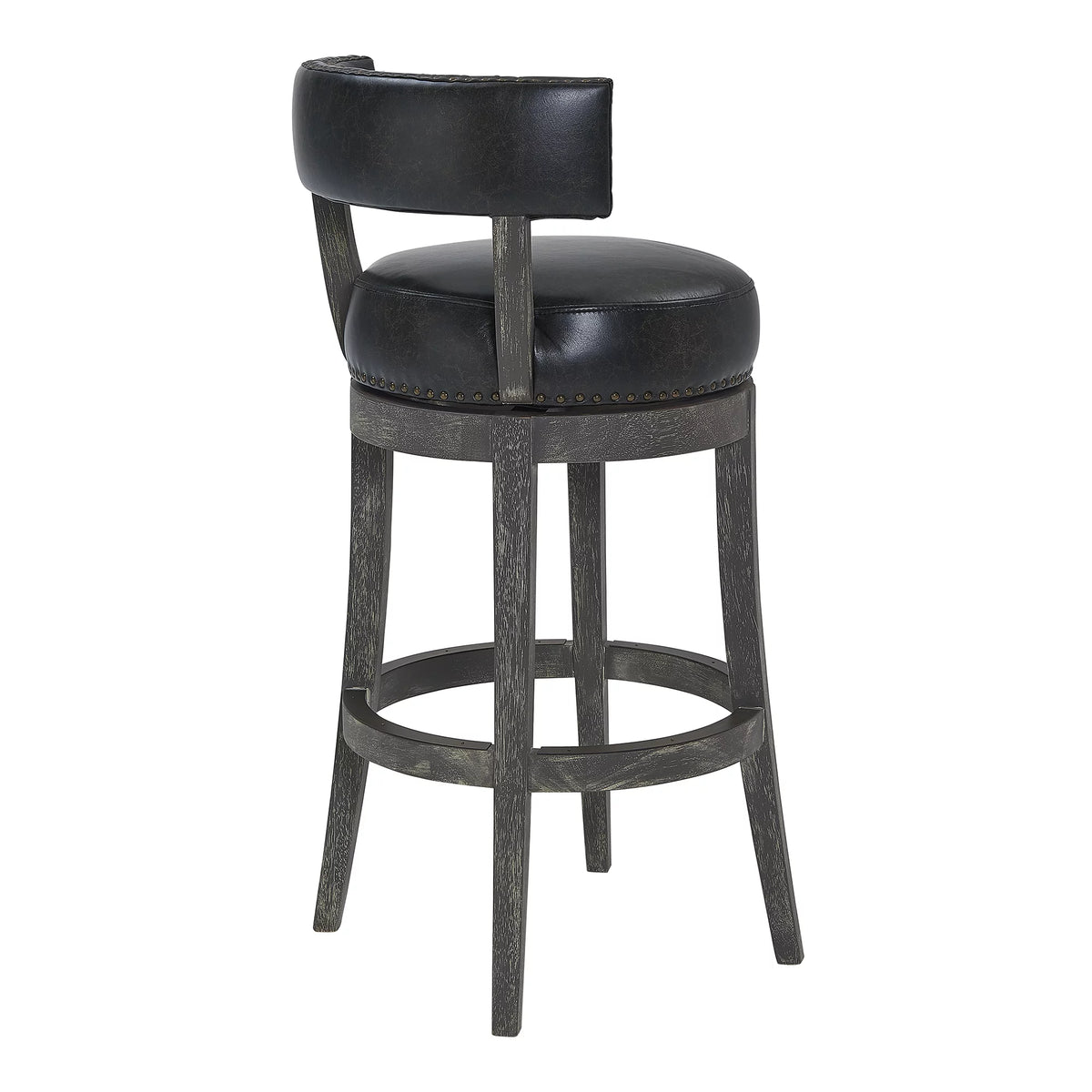 26" Wood Leather Swivel Counter Stool N36180