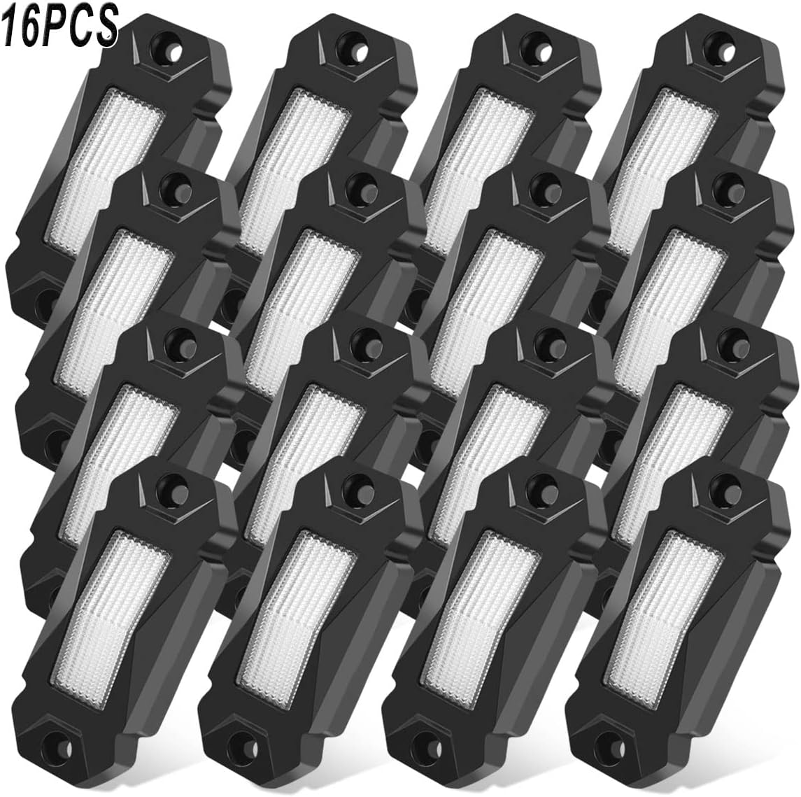 White 16PCS LED Rock Lights Under Glow Waterproof D402