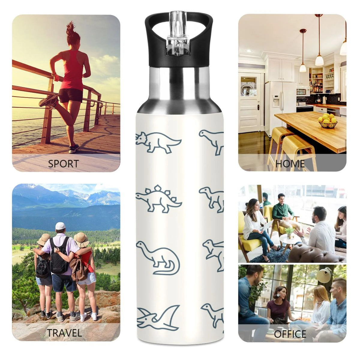 Stainless Steel Water Bottle with Straw Lid Vacuum Insulated Leak Proof Flask 20 OZ V305