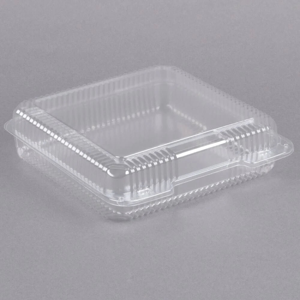 Clear Hinged Plastic Square Container - 250/Case O9727