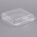 Clear Hinged Plastic Square Container - 250/Case O9727