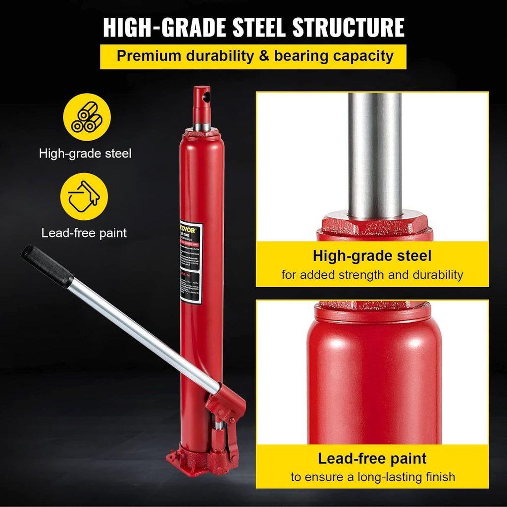 Hydraulic Long Ram Jack, 12 Tons Capacity, Red, Pack of 2 X396