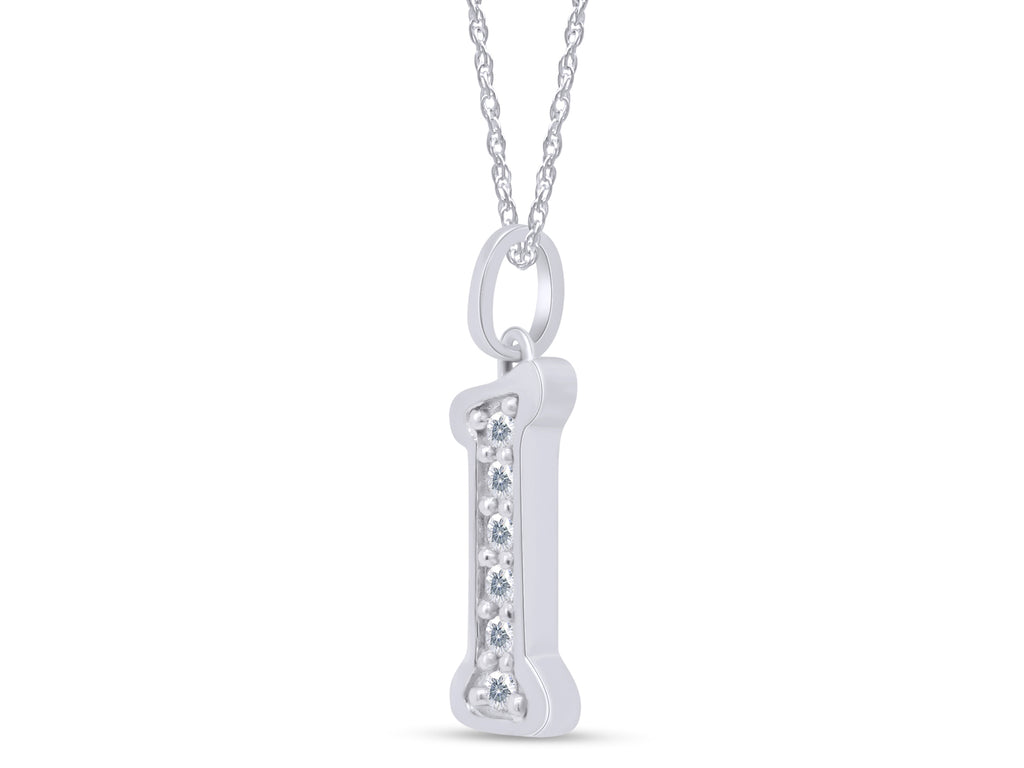 1/5 Ct Round Cut Moissanite Initial "I" Pendant Necklace in 14k White Gold Over Sterling Silver 18" Chain R40915