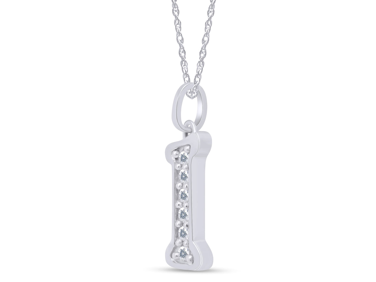 1/5 Ct Round Cut Moissanite Initial "I" Pendant Necklace in 14k White Gold Over Sterling Silver 18" Chain R40915