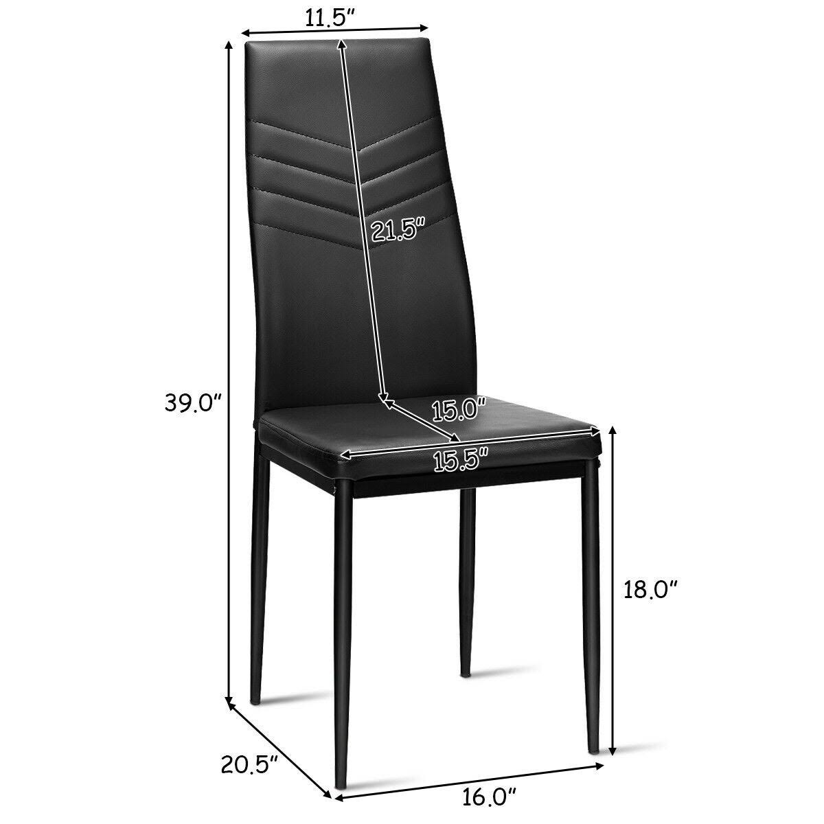 Black PVC Dining Side Chairs Set of 4 N494