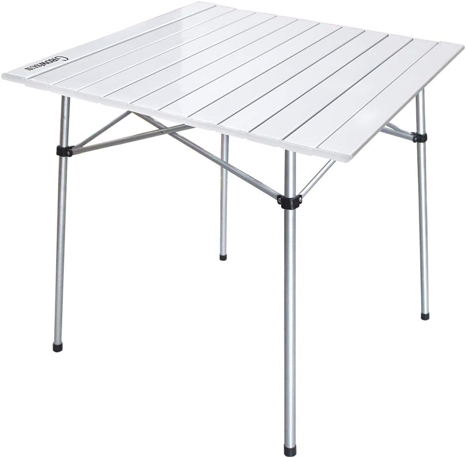 White Aluminum Folding Camping Table with Carry Bag J781600