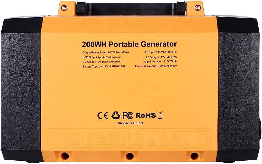 Portable Power Station 300W 200Wh Outdoor Generator with 3 AC Outlet 4 DC Ports 4 USB Ports C484