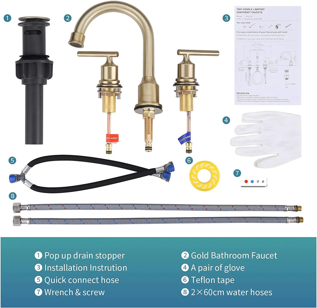 Widespread 3 Hole 2 Handles Bathroom Faucet N38702