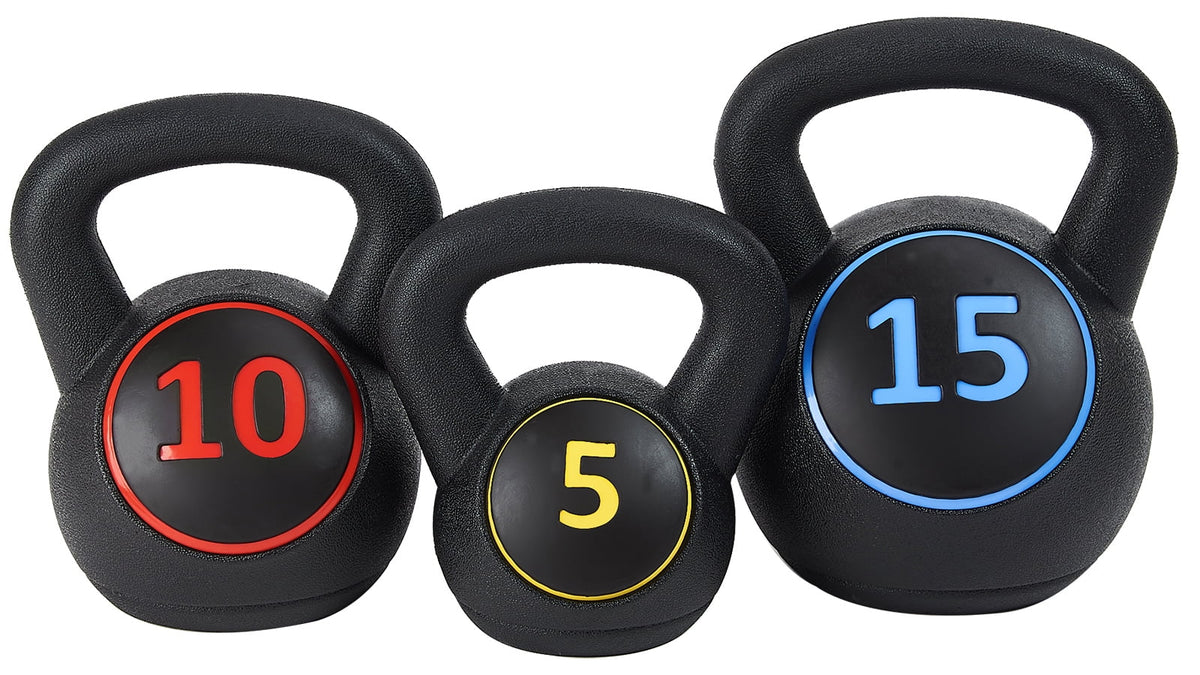 Wide Grip Kettlebell Set, 5lb 10lb 15lb H315590