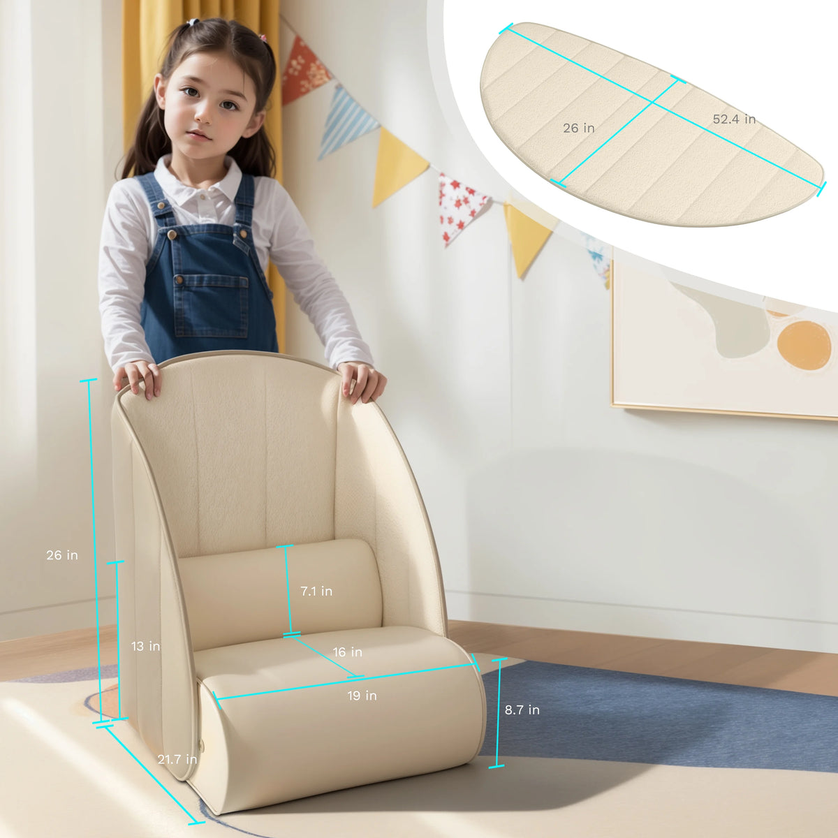 Creative Kids Floor Cushion Sofa Chair with Removable Blanket G15793