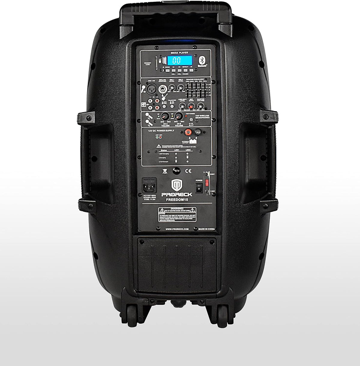 Portable 15-Inch 800 Watt 2-Way Rechargeable Powered PA Speaker with Bluetooth and Wireless Microphones D633853
