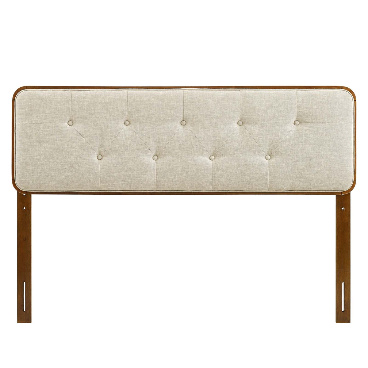 Queen Fabric and Wood Headboard in Walnut Beige L14217