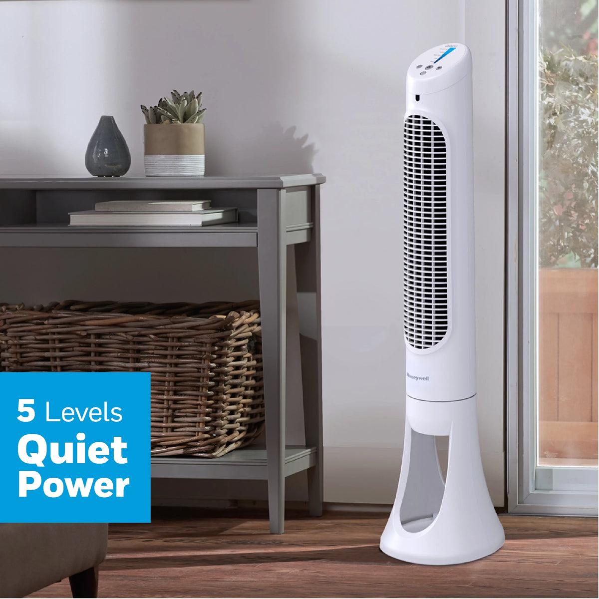 Black QuietSet Oscillating Electric Tower Fan N286