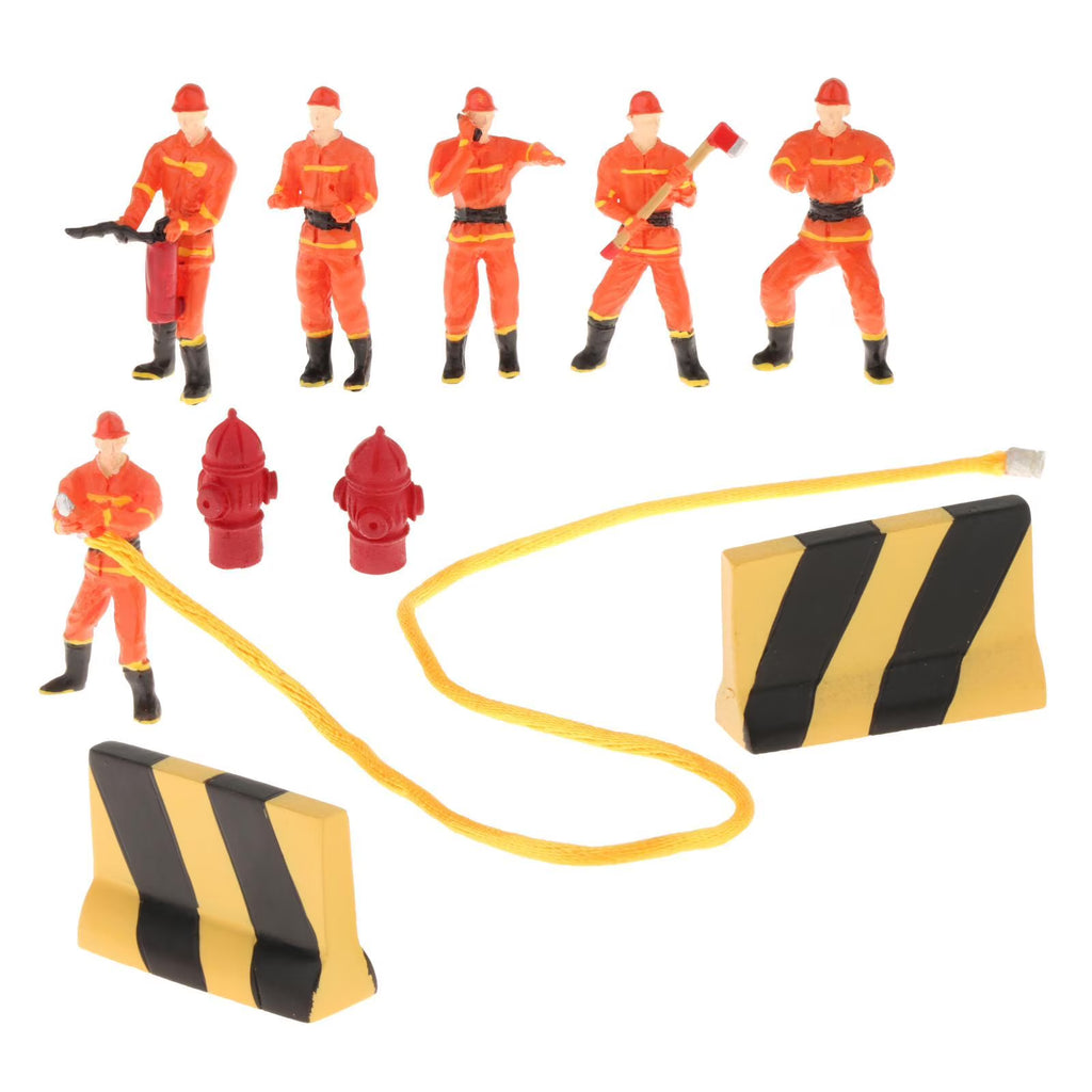 Miniature Firefighter Figures 1:50 Scale Model Train People Diorama Character W6636