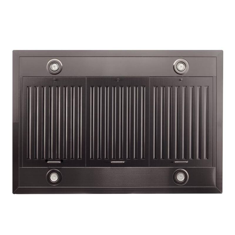 Black Stainless Steel Island Mount Range Hood Q6640