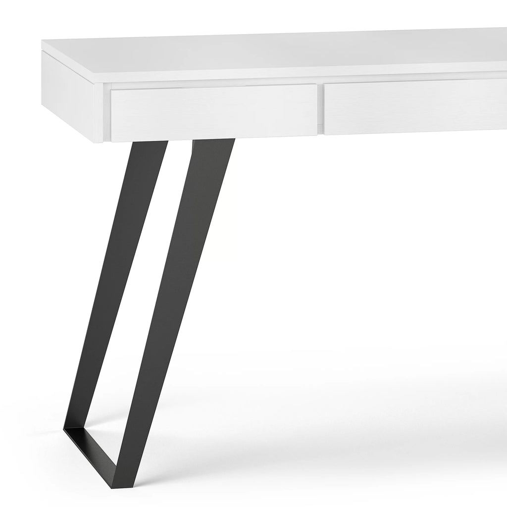Distressed White Wood Desk with Keyboard Tray W1454