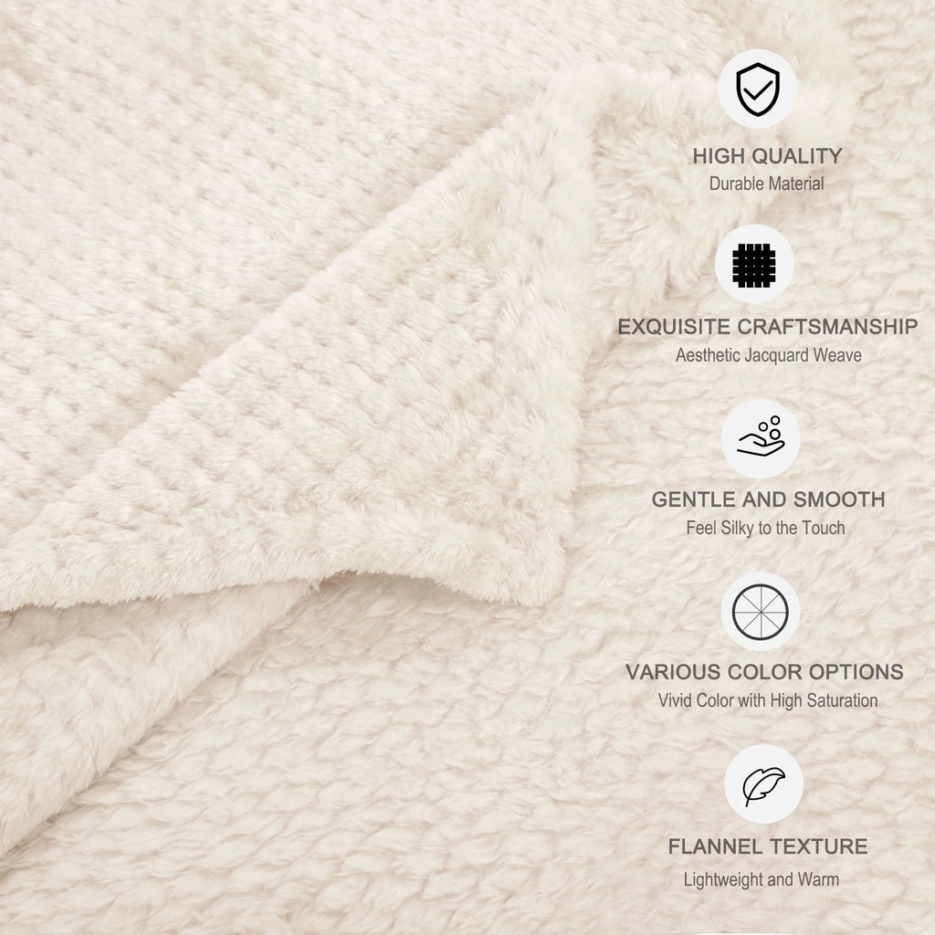 Fleece Bed Blanket Beige 78"x90" H180