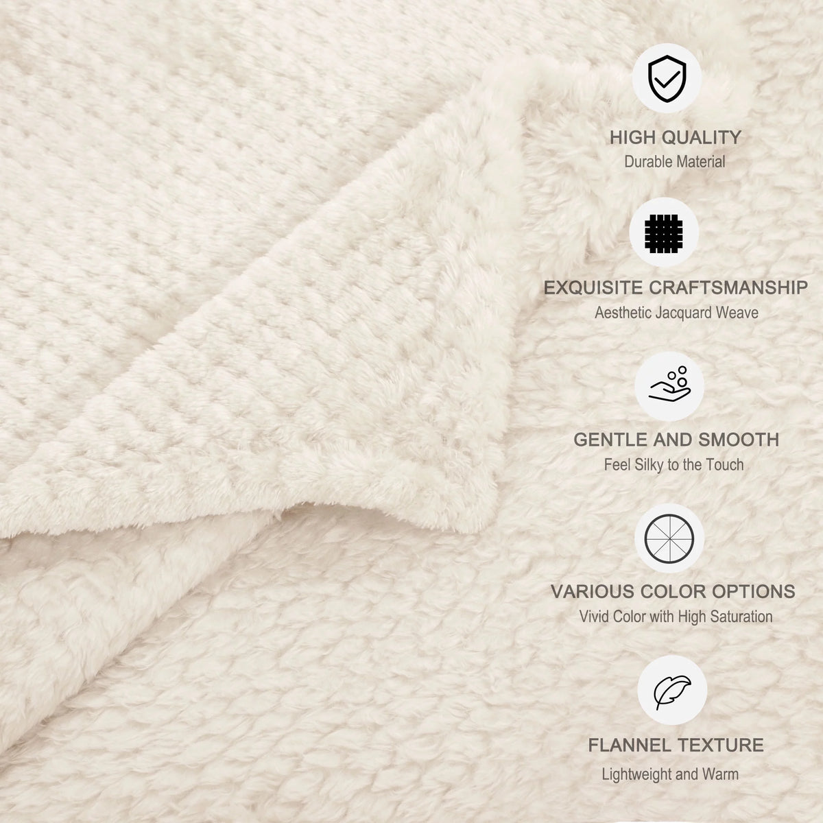 Fleece Bed Blanket Beige 78"x90" H180