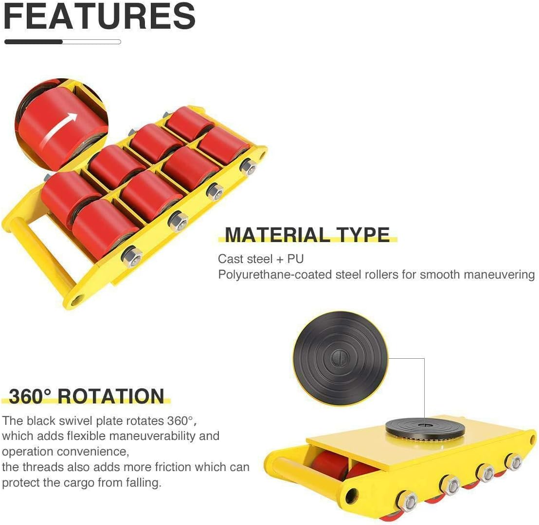Industrial Dolly Skate Cast Steel Roller 360° Rotation 8T I139472