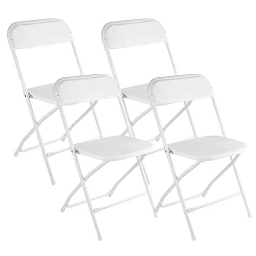 10 Pack White Plastic Folding Chairs 400lbs Capacity F904