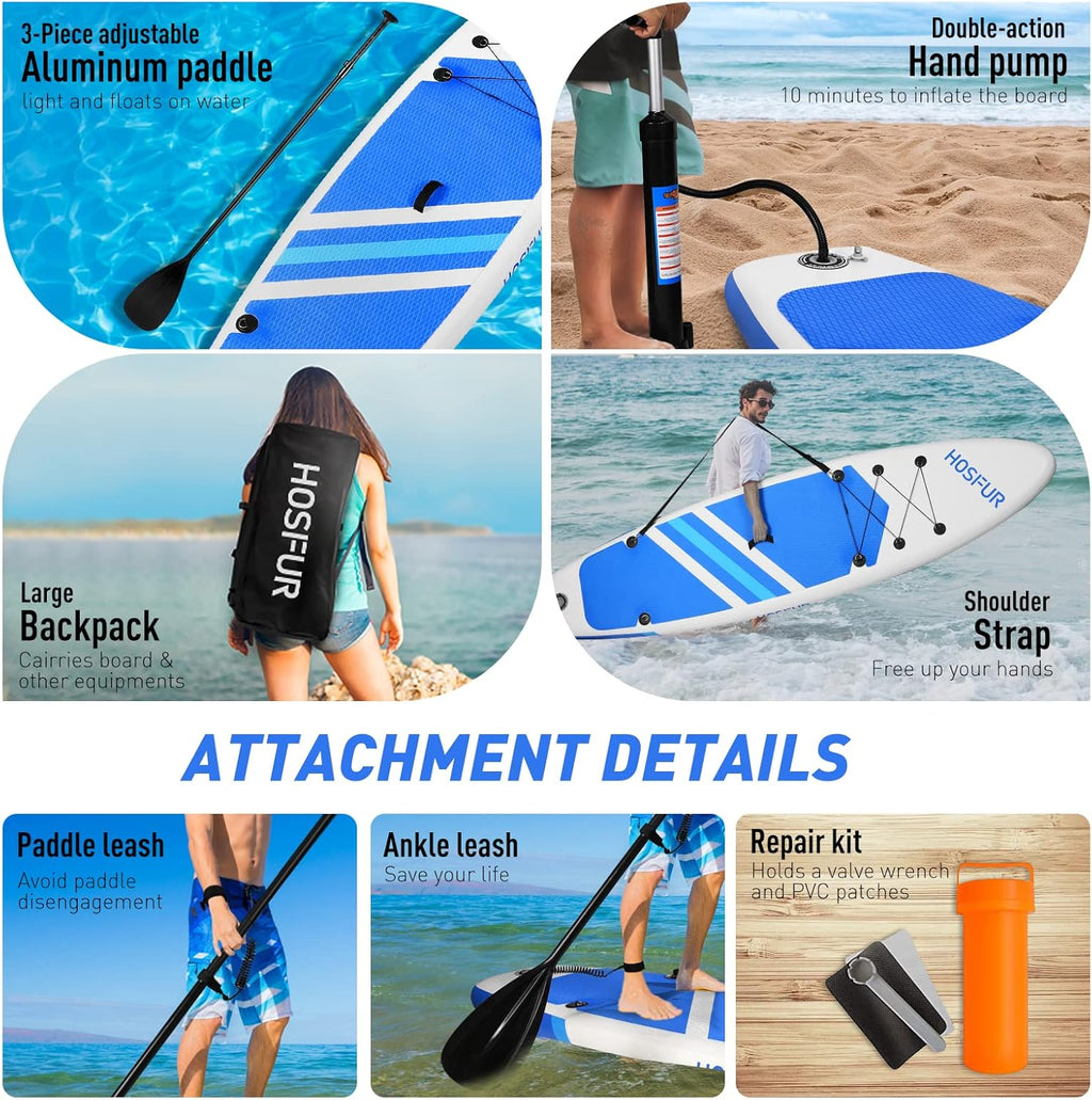 Blue Inflatable Stand Up Paddle Board with Backpack E94623