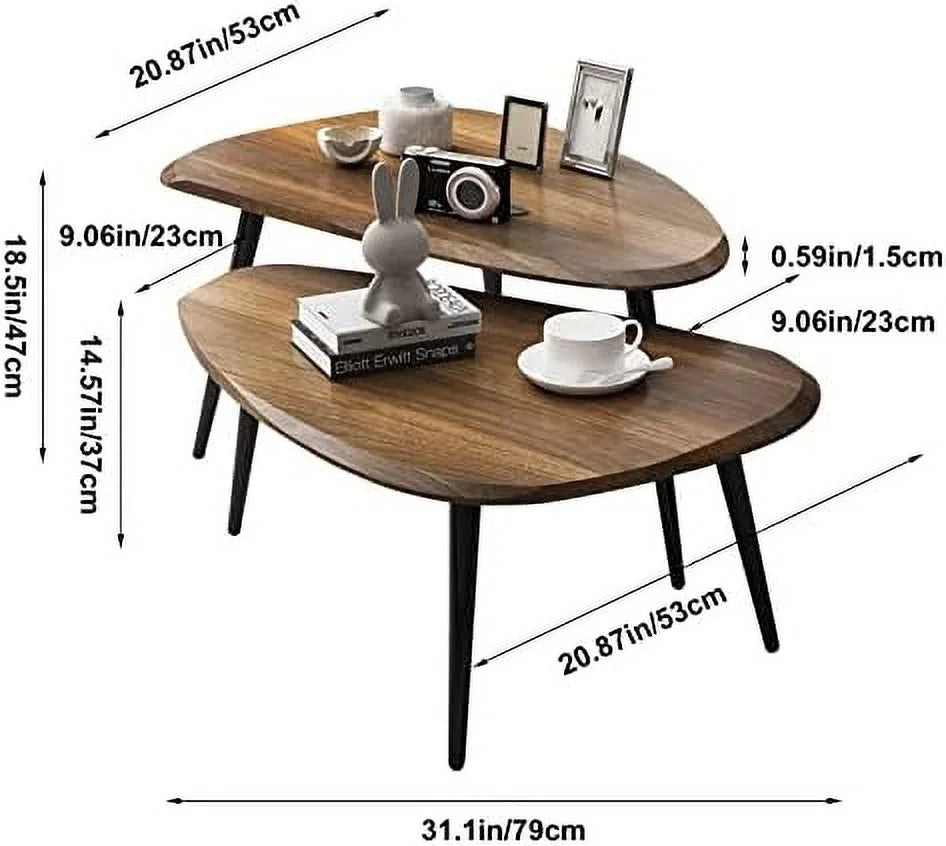 Scandinavian Wood Coffee Table Set of 2 L45540