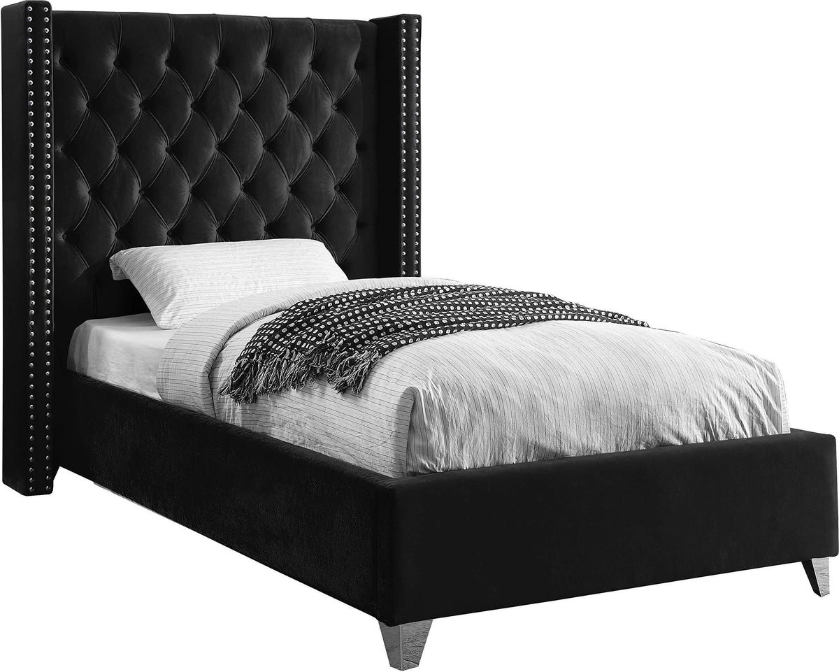 Black Velvet Twin Bed Q46045