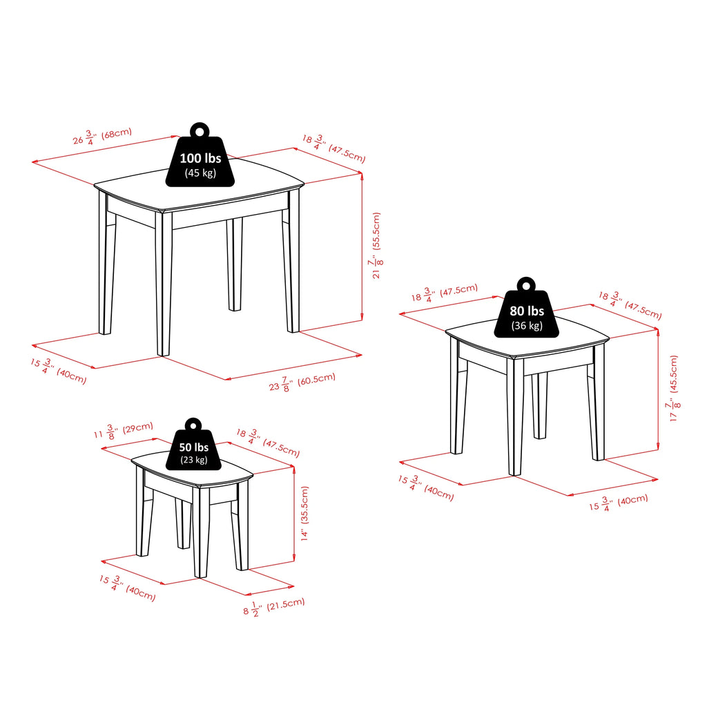3-Pc Walnut Finish Nesting Table Set X90810