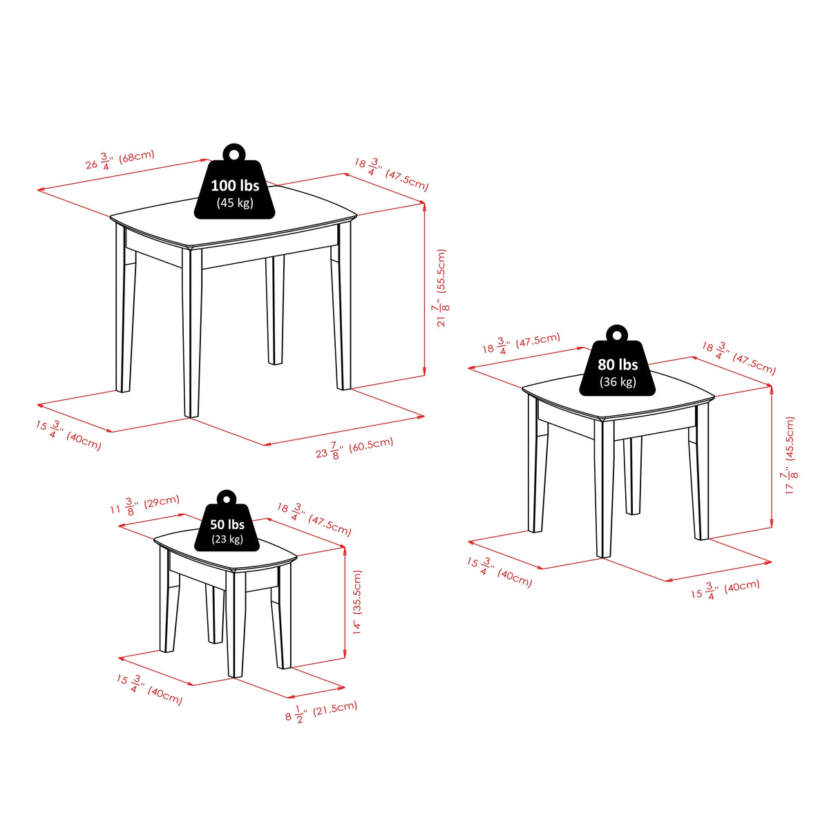 3-Pc Walnut Finish Nesting Table Set X90810