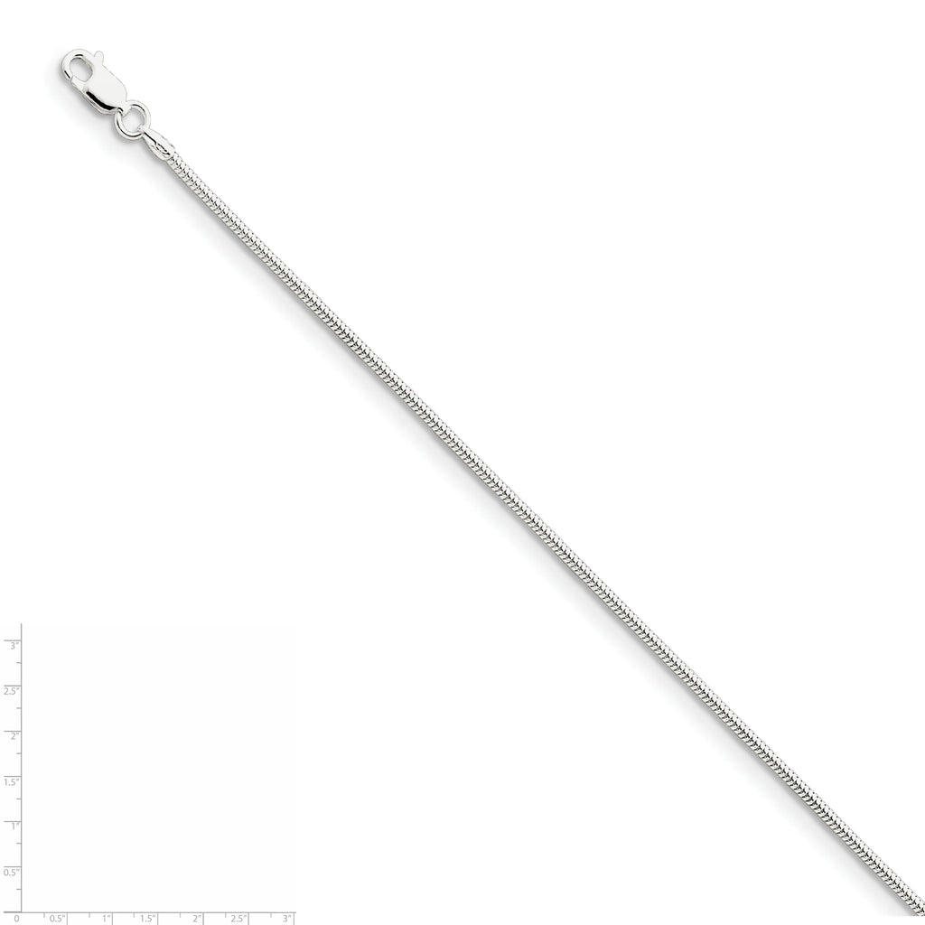 Sterling Silver 1.6mm Round Snake Chain B646