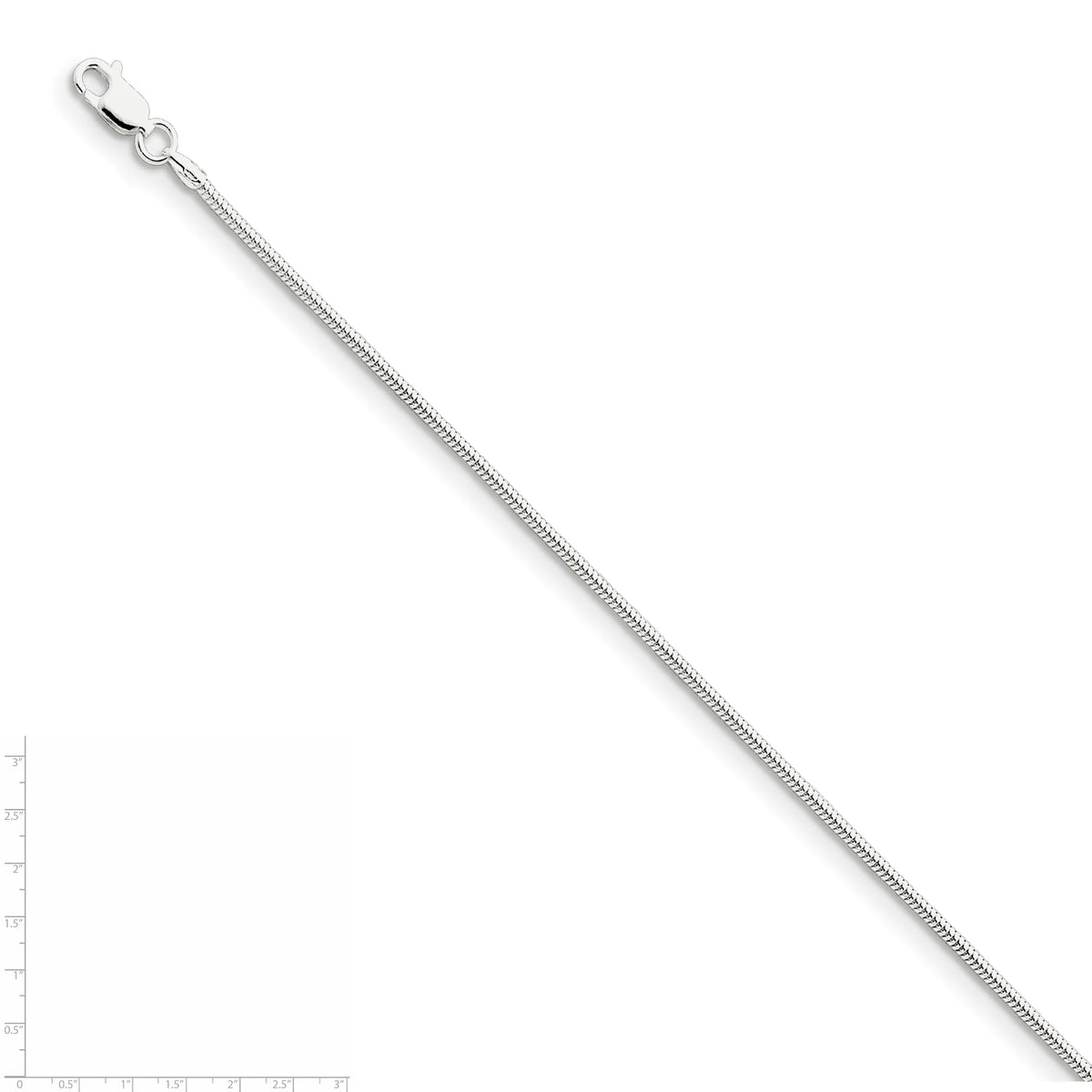 Sterling Silver 1.6mm Round Snake Chain B646