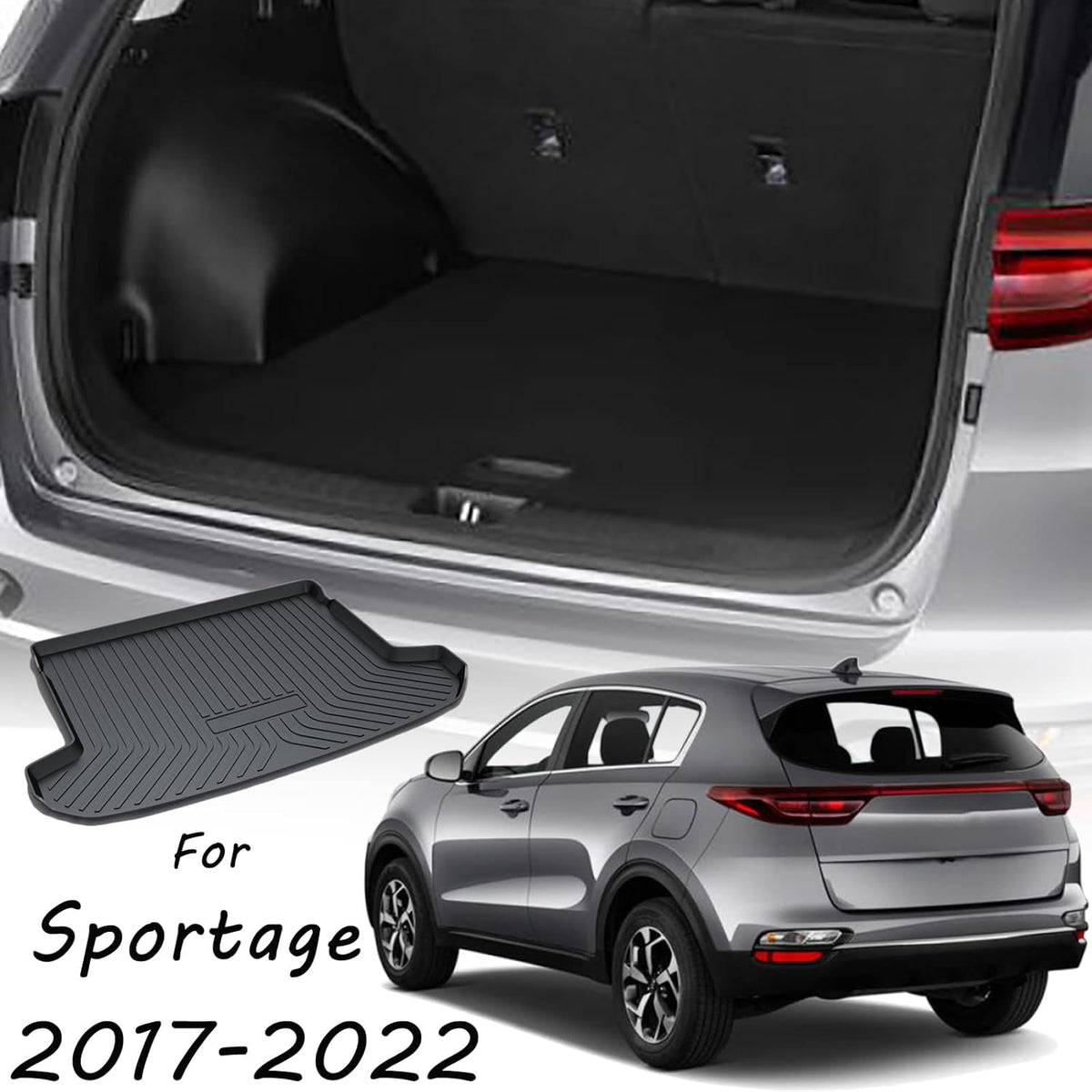 Black Cargo Liner Trunk Mat Floor Mat Cargo Tray Pack of 2 O831735