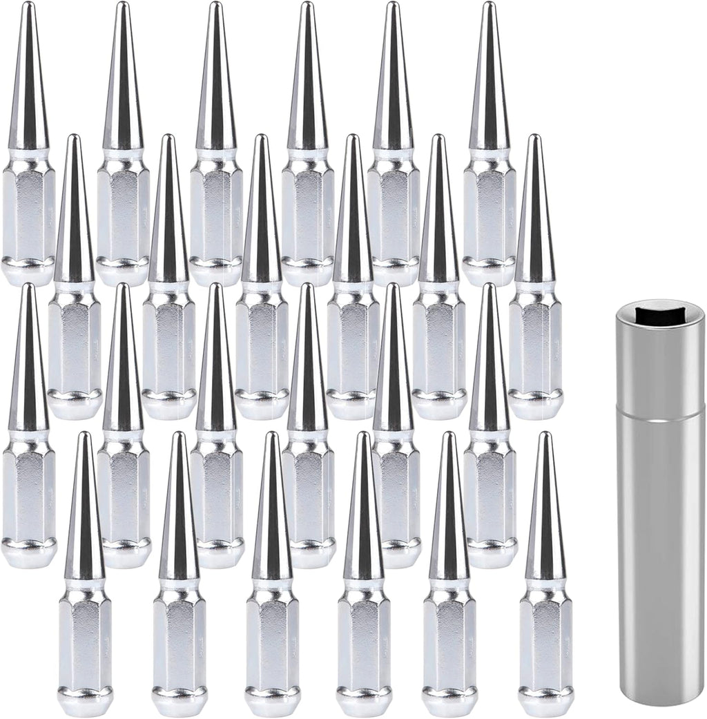 24 PCS Black Anti Theft Spike Lug Nuts 1/2"-20 with Key I49929