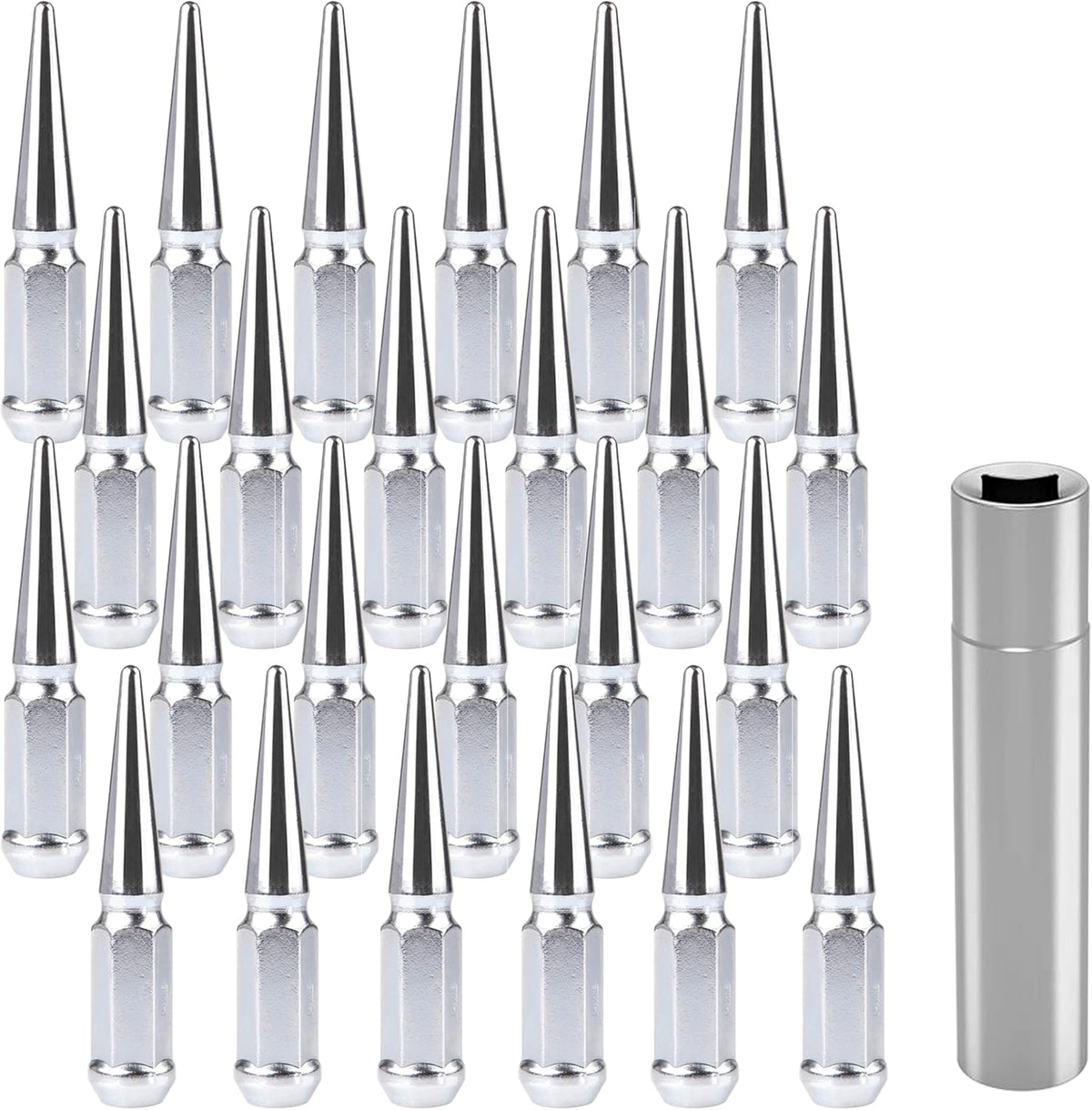 24 PCS Black Anti Theft Spike Lug Nuts 1/2"-20 with Key I49929