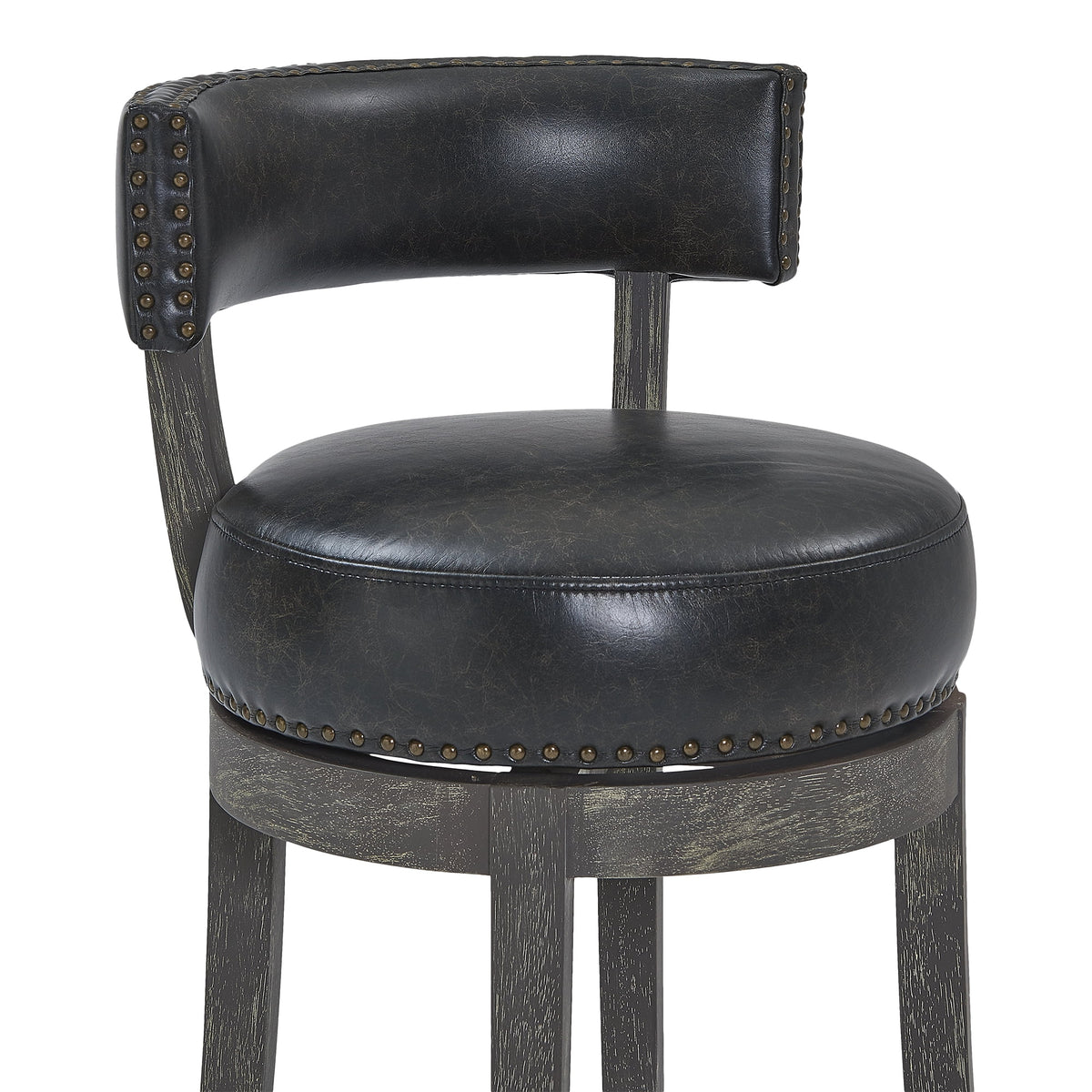 26" Wood Leather Swivel Counter Stool N36180