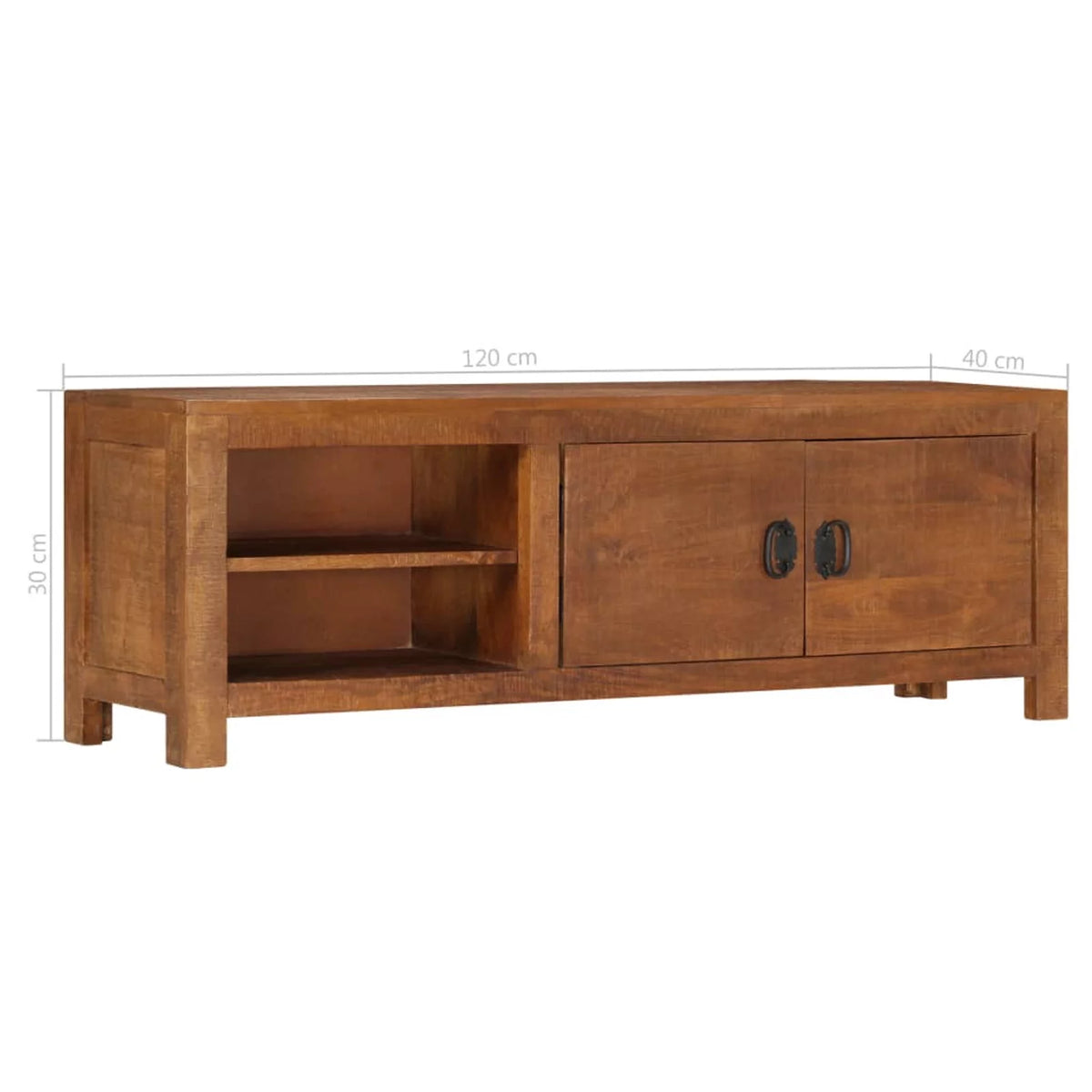Mango Wood TV Stand with Cabinet and 2 Storage Compartments T581