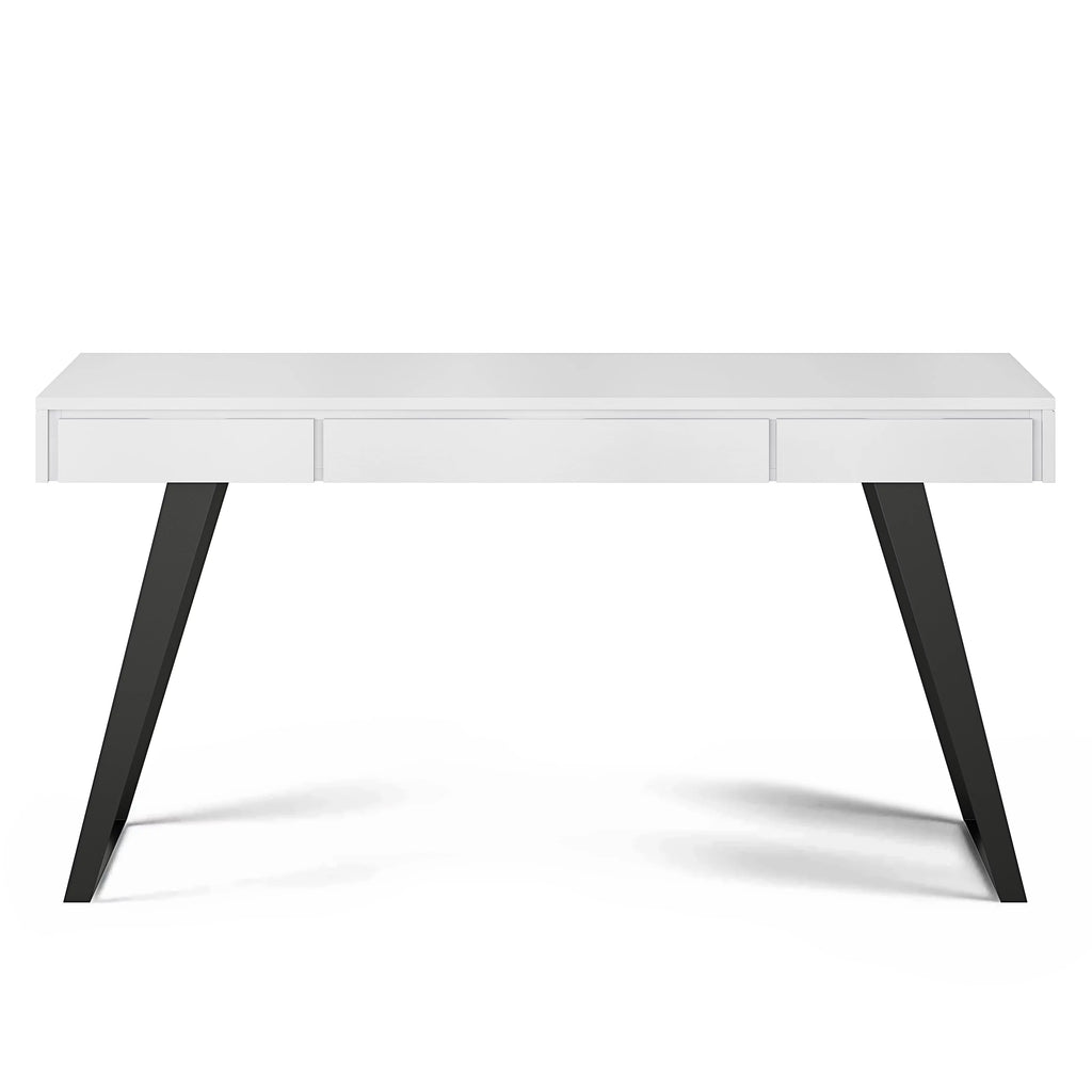 Distressed White Wood Desk with Keyboard Tray W1454