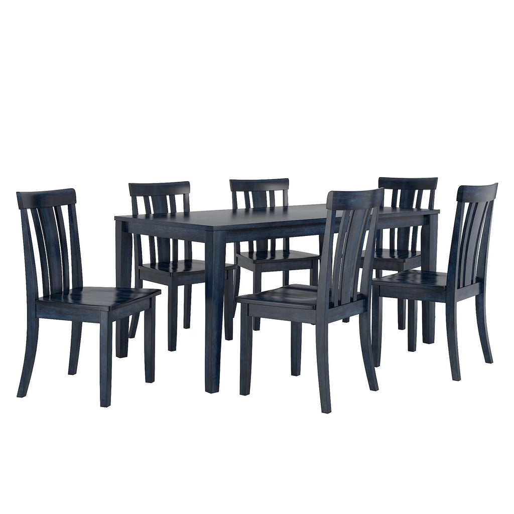 Large Wood Dining Set with 6 Slat Back Chairs G396801
