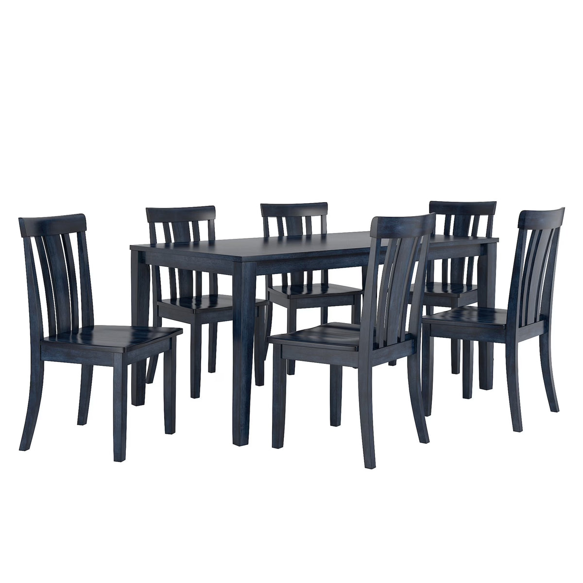 Large Wood Dining Set with 6 Slat Back Chairs G396801