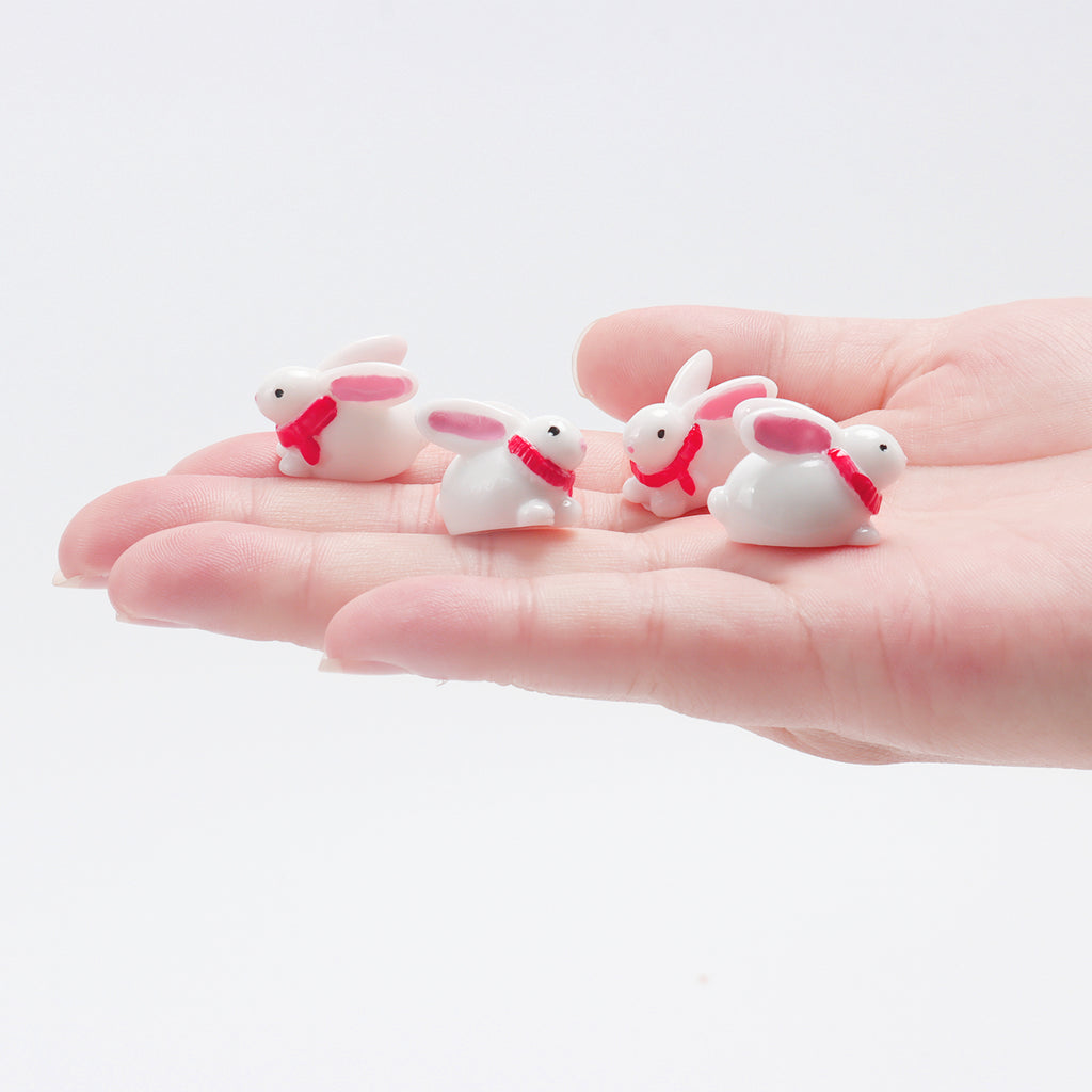40 Pcs Resin Rabbit Figurines with Red Scarf T5262