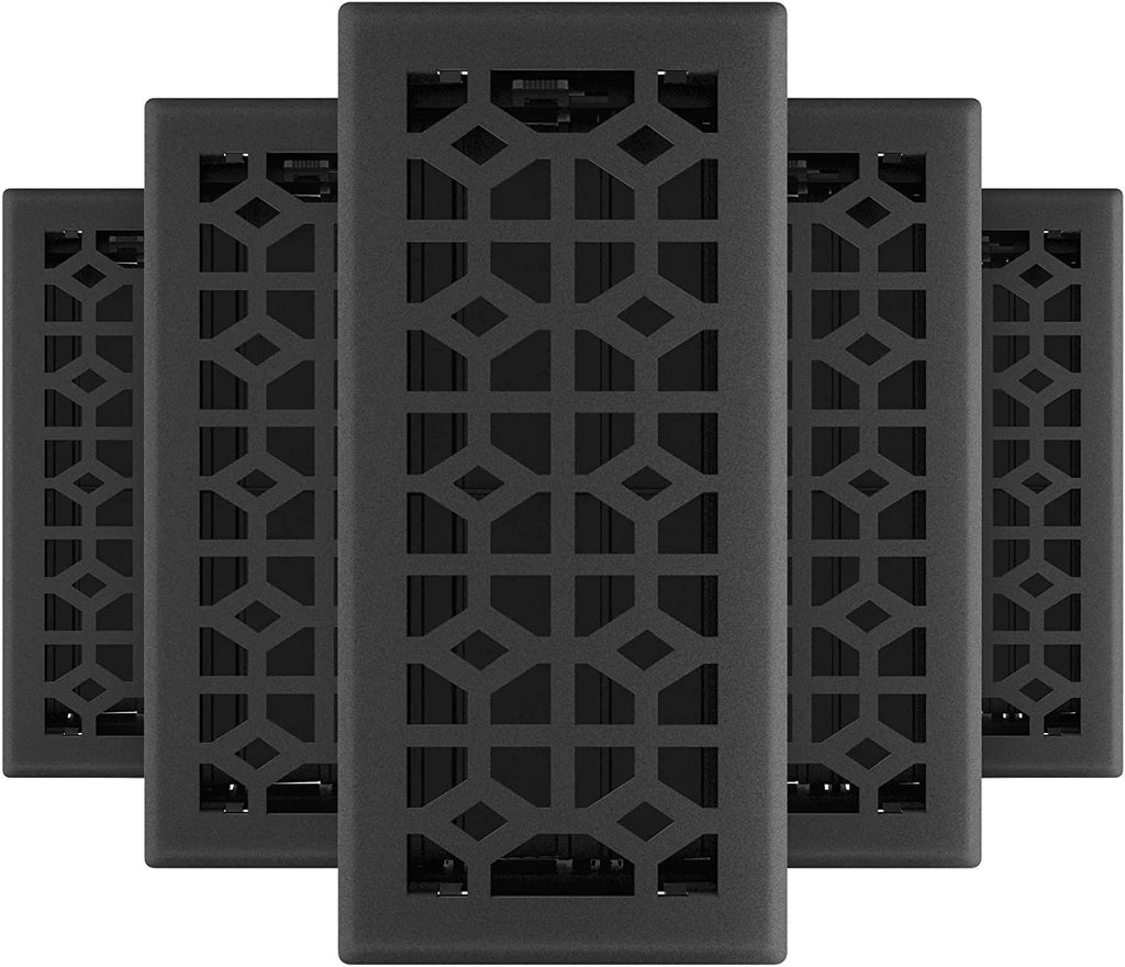 Black Iron 4x10 Inch Floor Register, 5 Count A779183