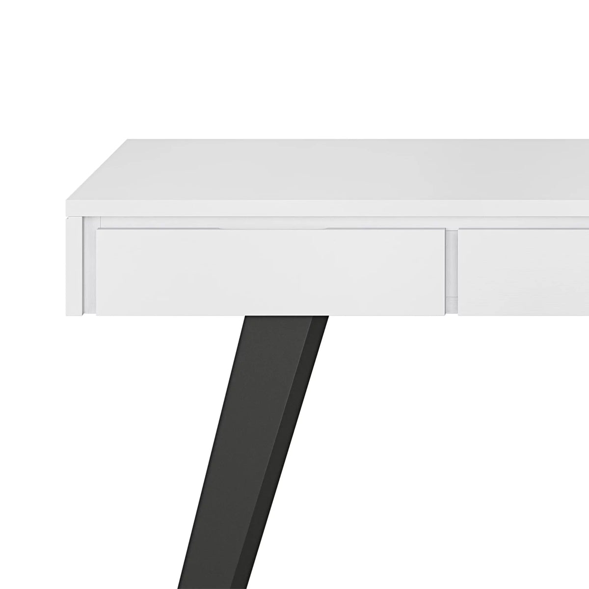 Distressed White Wood Desk with Keyboard Tray W1454